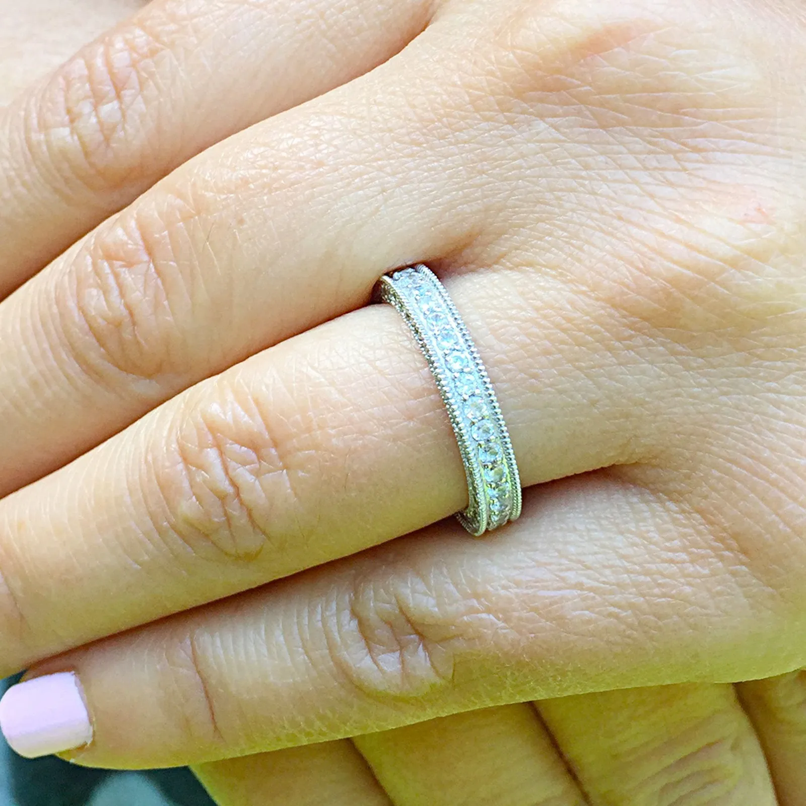 1.75 Carat Women's 14k Solid white gold Round cut eternity diamond band anniversary Wedding, Anniversary, Bridal Natural Diamonds Filigree