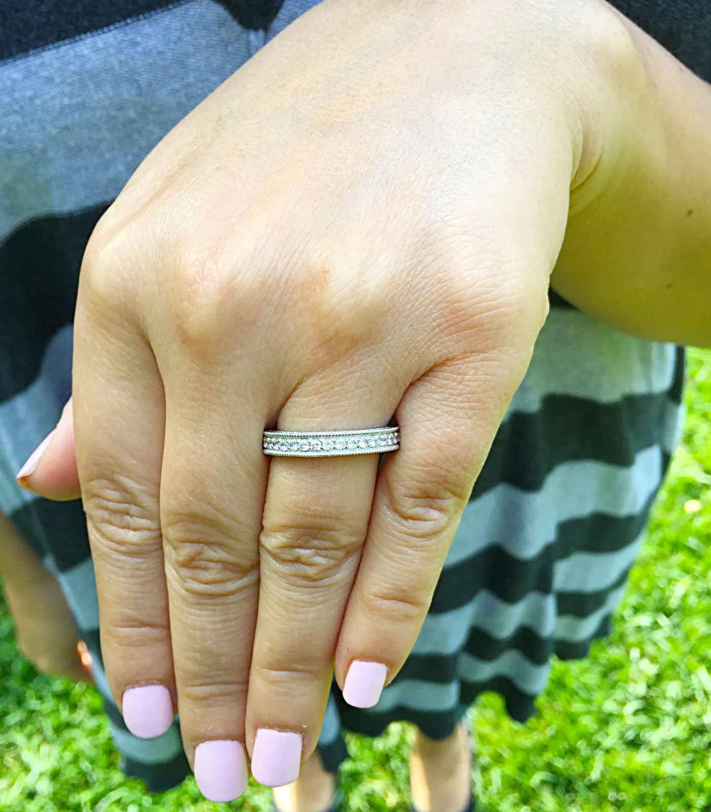 1.75 Carat Women's 14k Solid white gold Round cut eternity diamond band anniversary Wedding, Anniversary, Bridal Natural Diamonds Filigree