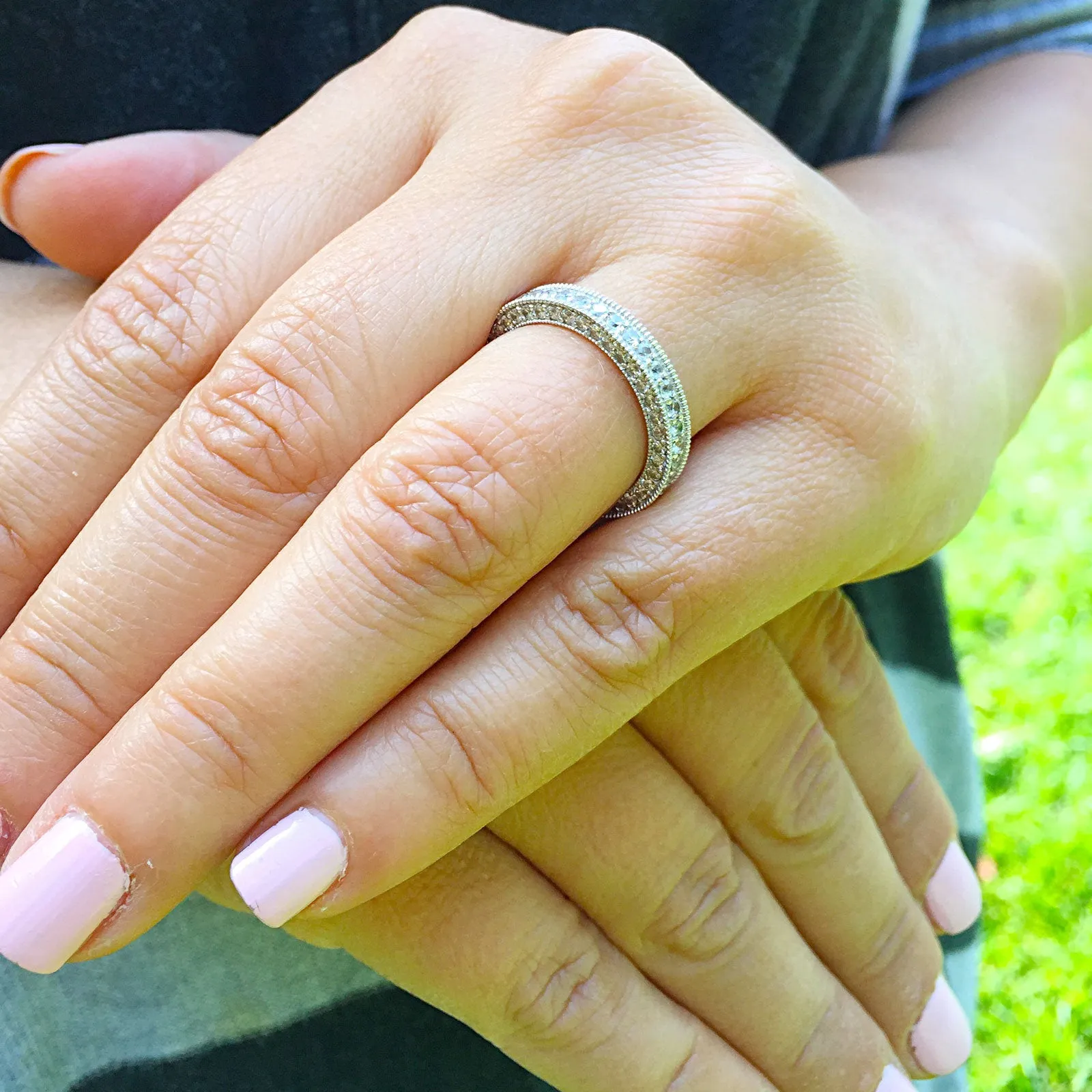 1.75 Carat Women's 14k Solid white gold Round cut eternity diamond band anniversary Wedding, Anniversary, Bridal Natural Diamonds Filigree