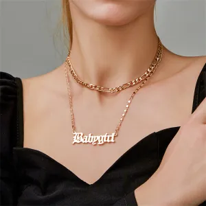 18K Gold-Plated 'Baby Girl' Layered Bar Necklace