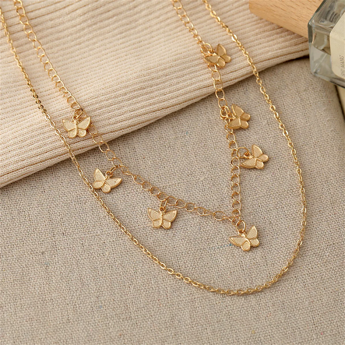 18K Gold-Plated Butterfly Station Layered Necklace