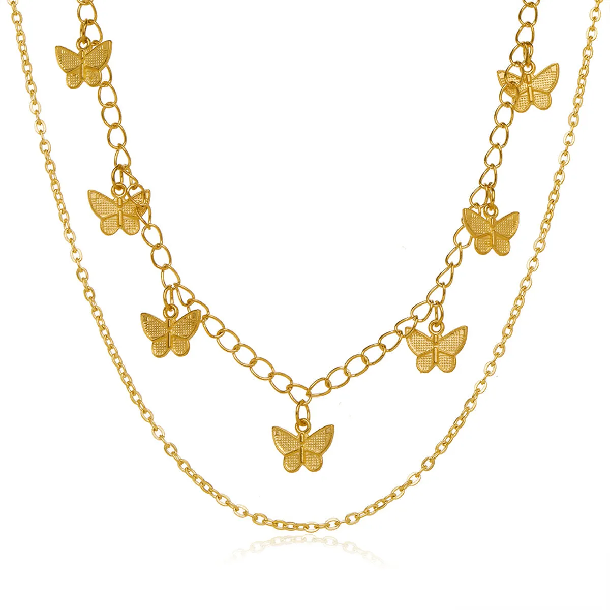 18K Gold-Plated Butterfly Station Layered Necklace