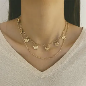 18K Gold-Plated Butterfly Station Layered Necklace