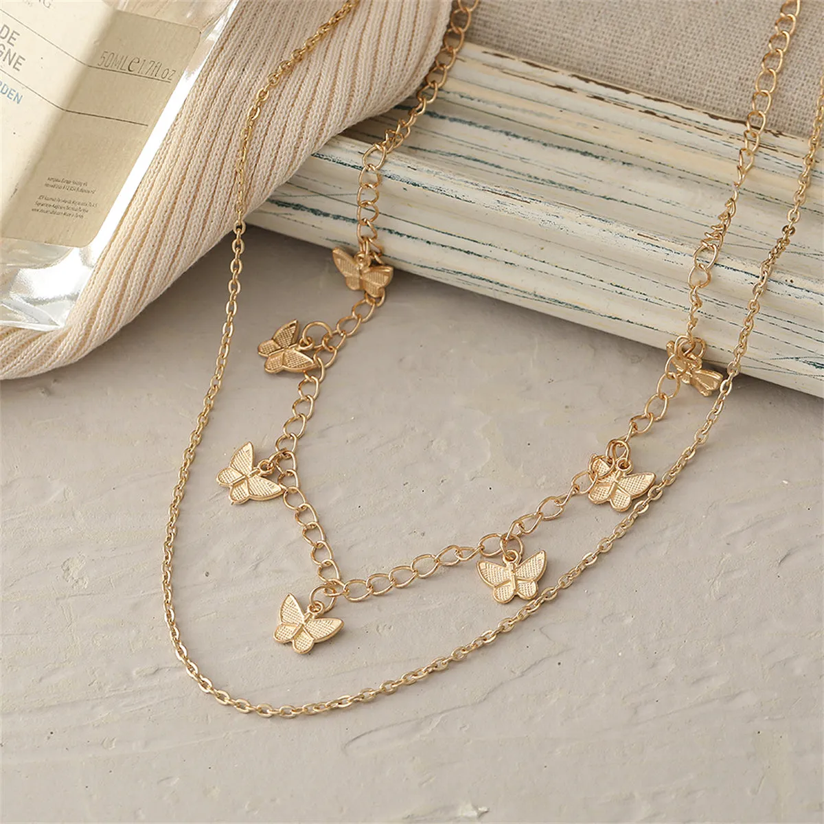 18K Gold-Plated Butterfly Station Layered Necklace