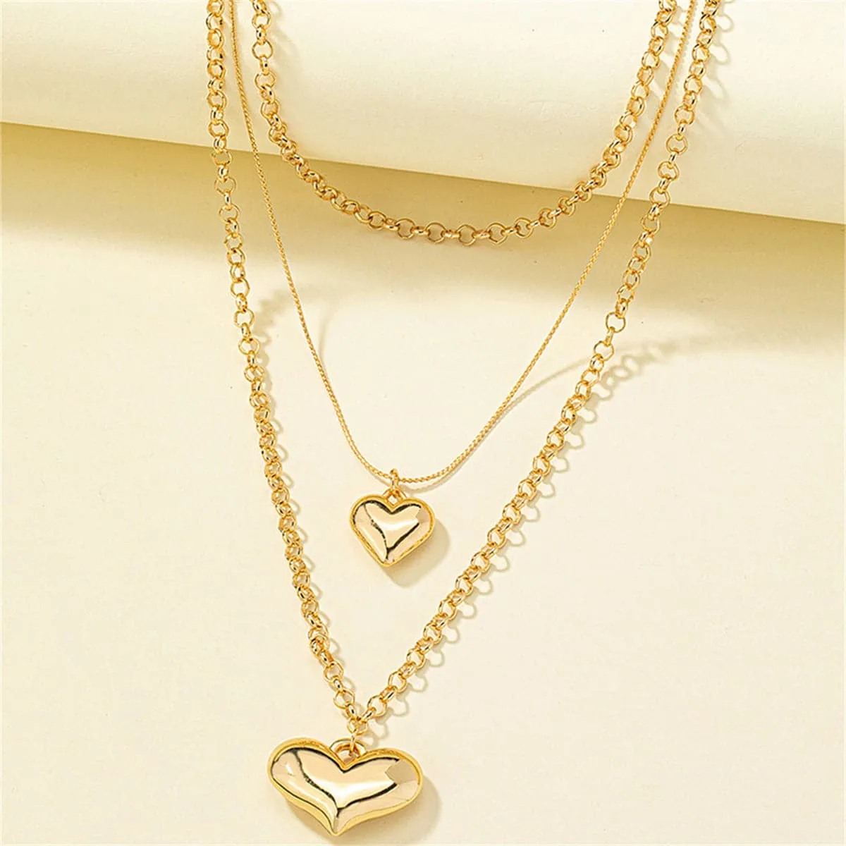 18K Gold-Plated Heart Layered Pendant Necklace