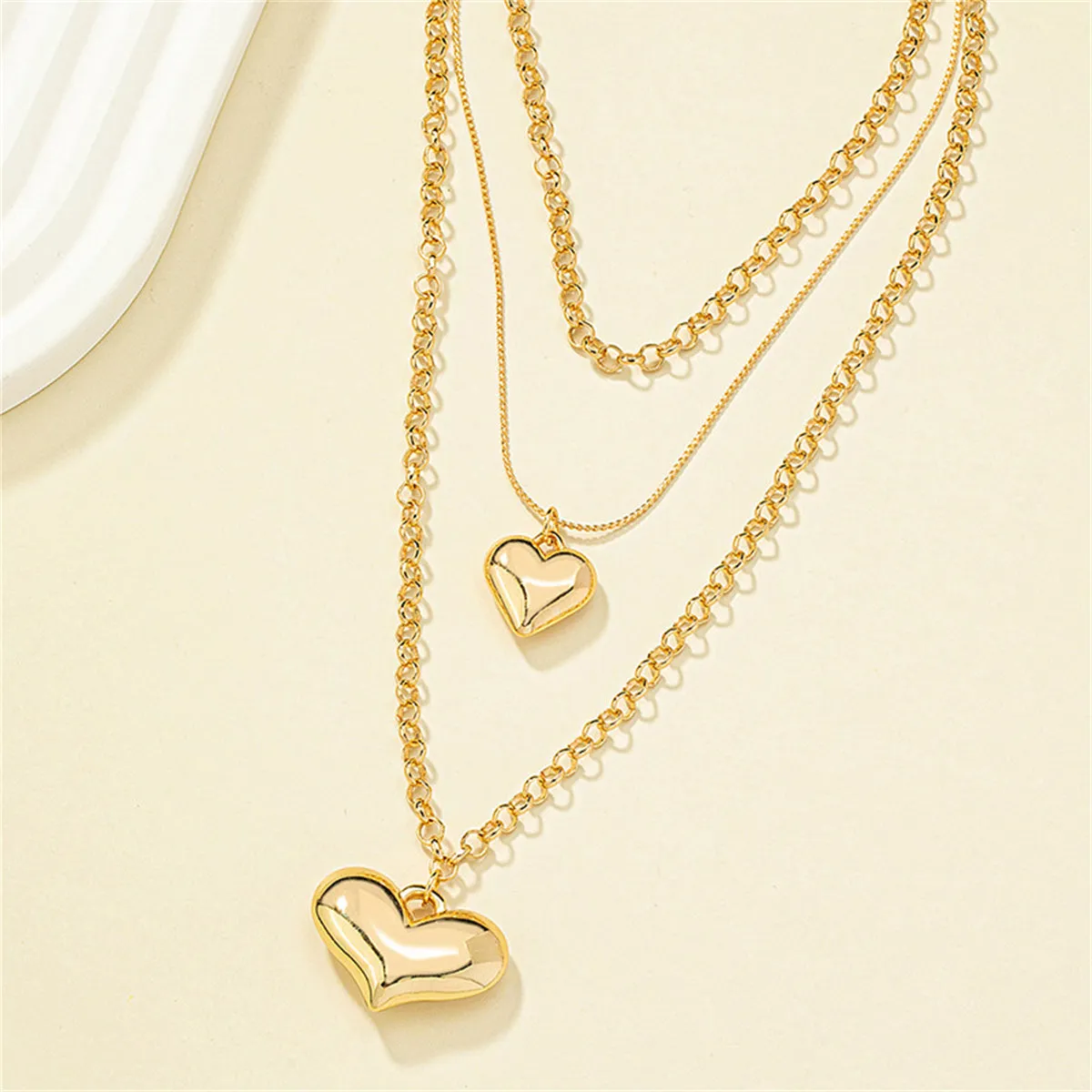 18K Gold-Plated Heart Layered Pendant Necklace