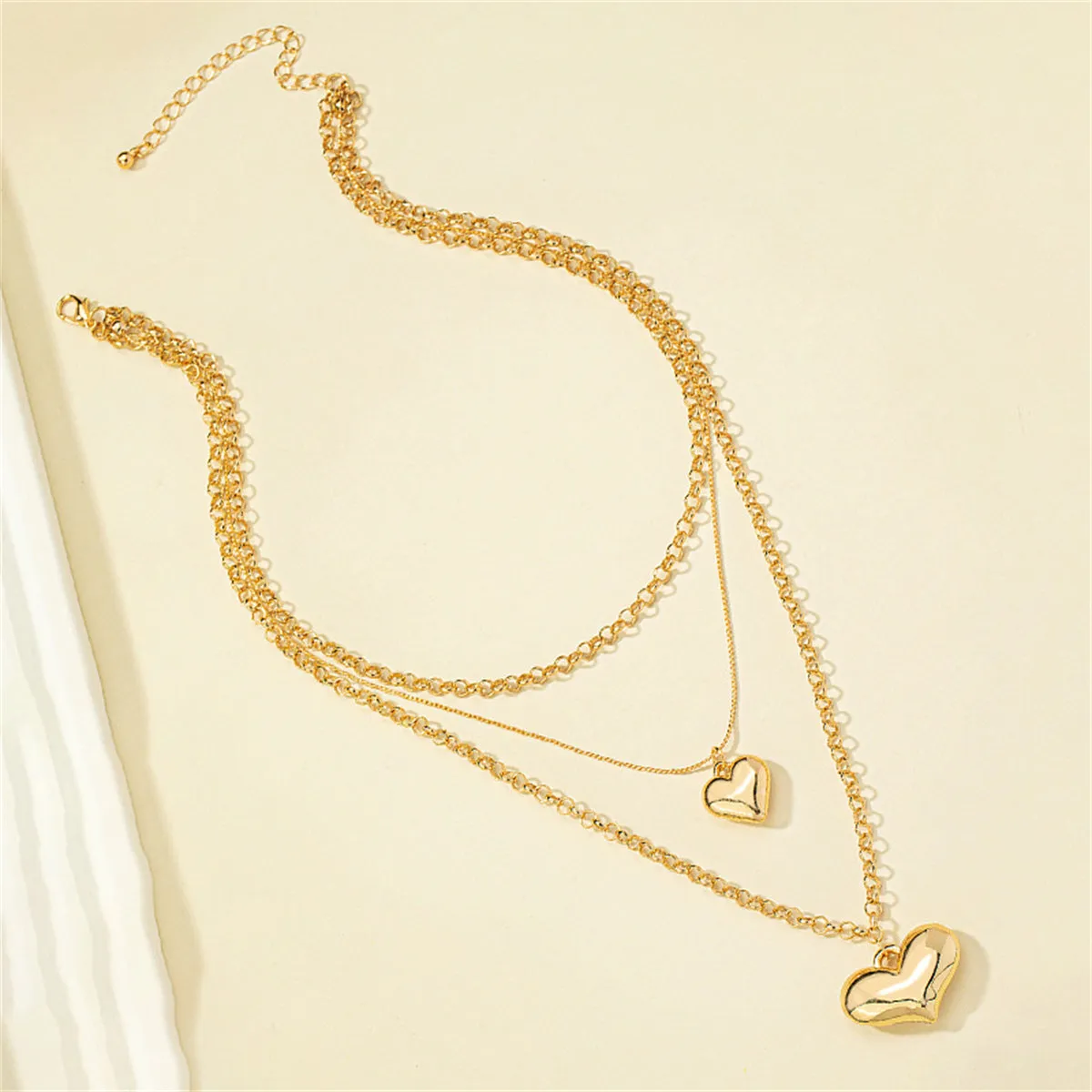 18K Gold-Plated Heart Layered Pendant Necklace