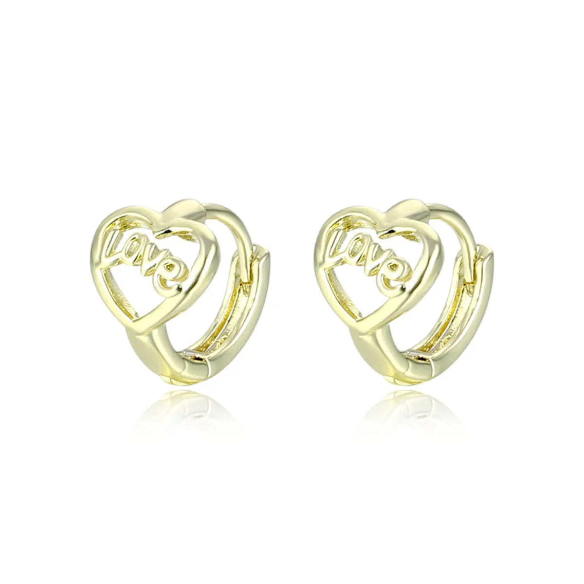 18K Gold-Plated Heart 'Love' Huggie Earrings