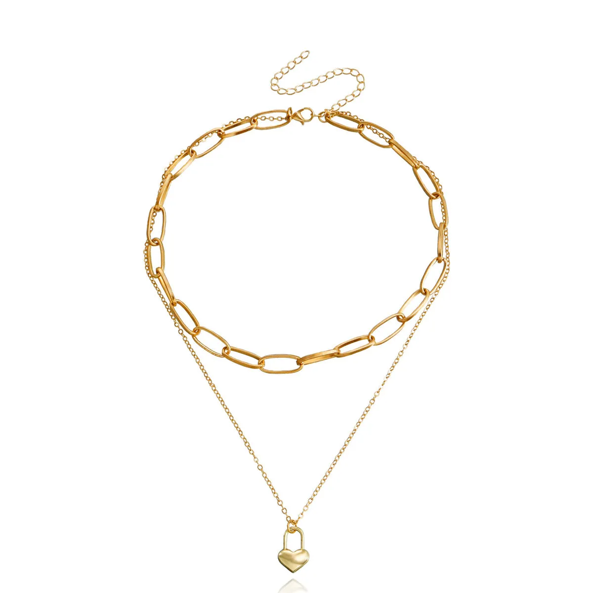 18K Gold-Plated Heart Pendant Layered Necklace