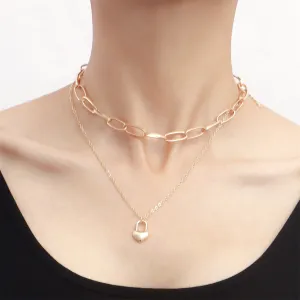 18K Gold-Plated Heart Pendant Layered Necklace
