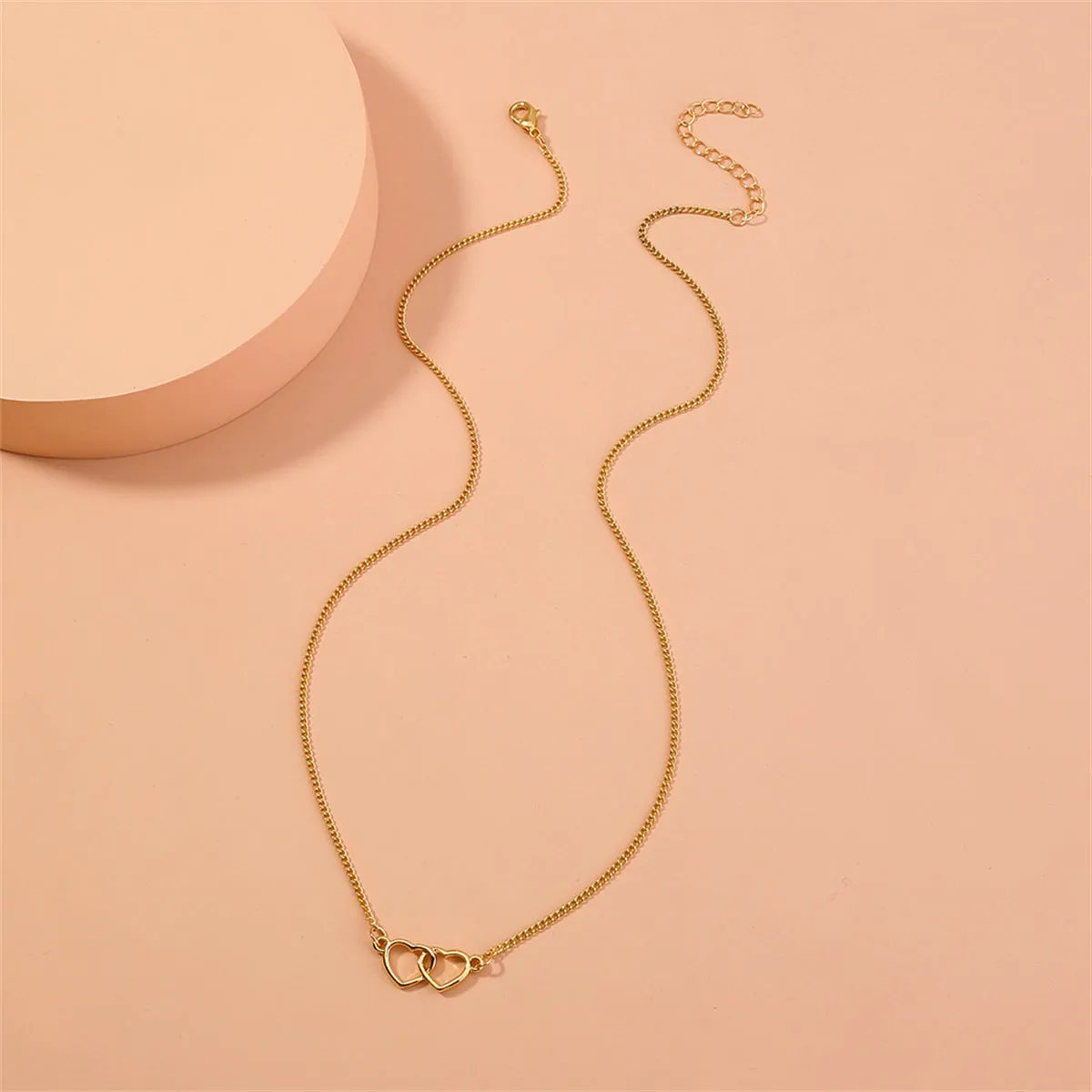 18K Gold-Plated Interlocked Heart Pendant Necklace