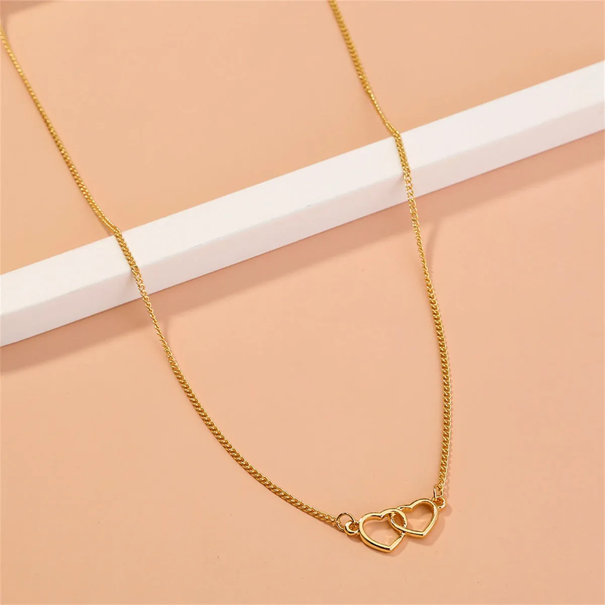 18K Gold-Plated Interlocked Heart Pendant Necklace