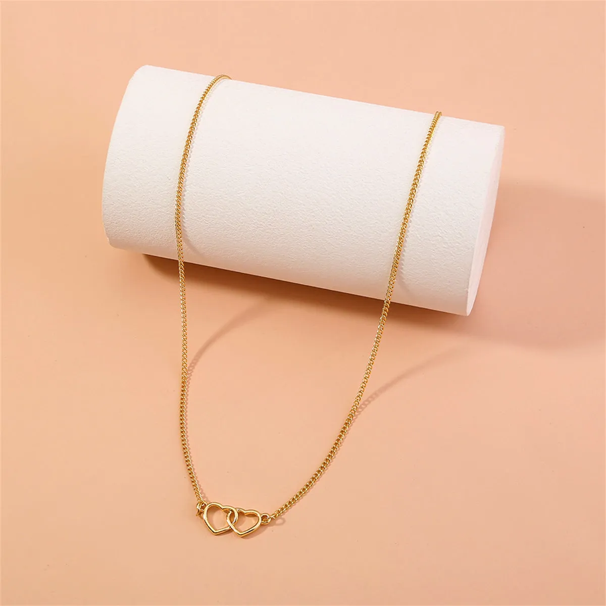 18K Gold-Plated Interlocked Heart Pendant Necklace