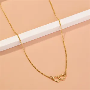 18K Gold-Plated Interlocked Heart Pendant Necklace