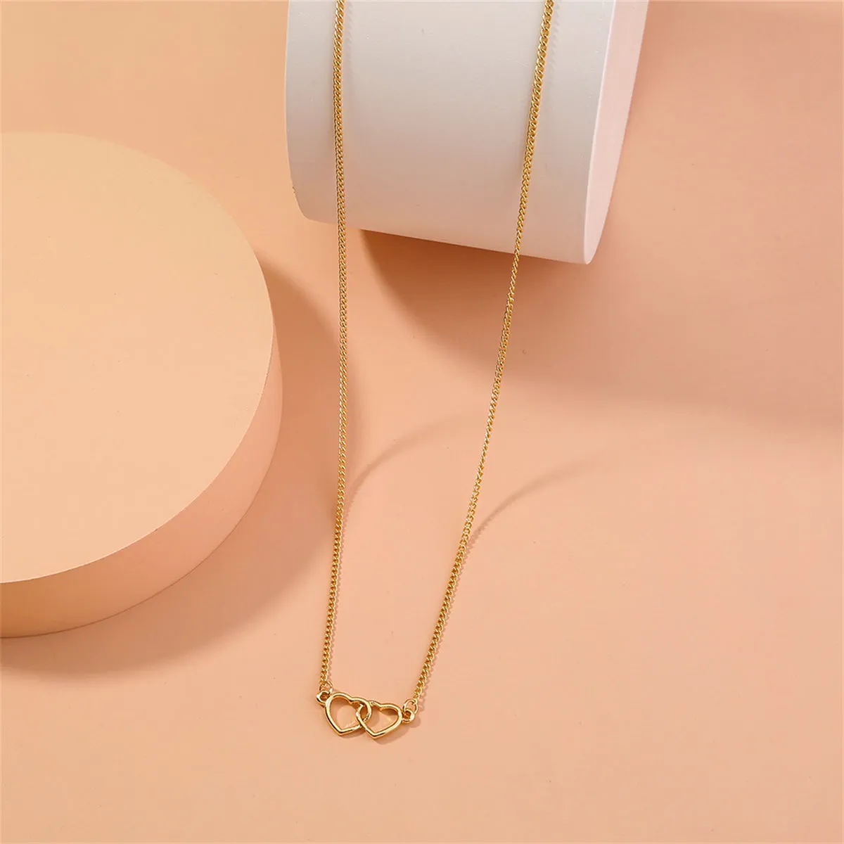 18K Gold-Plated Interlocked Heart Pendant Necklace