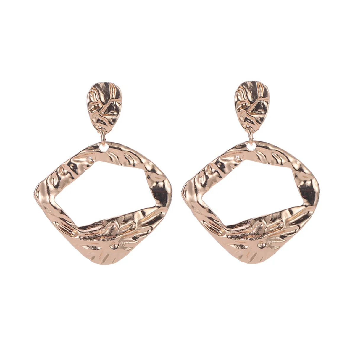18K Gold-Plated Open Diamond-Shape Drop Earrings