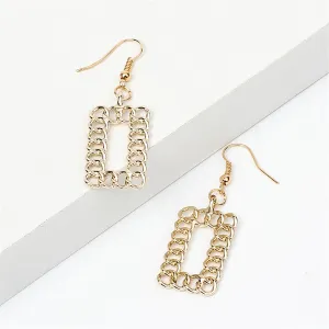 18K Gold-Plated Open Figaro Rectangle Drop Earrings