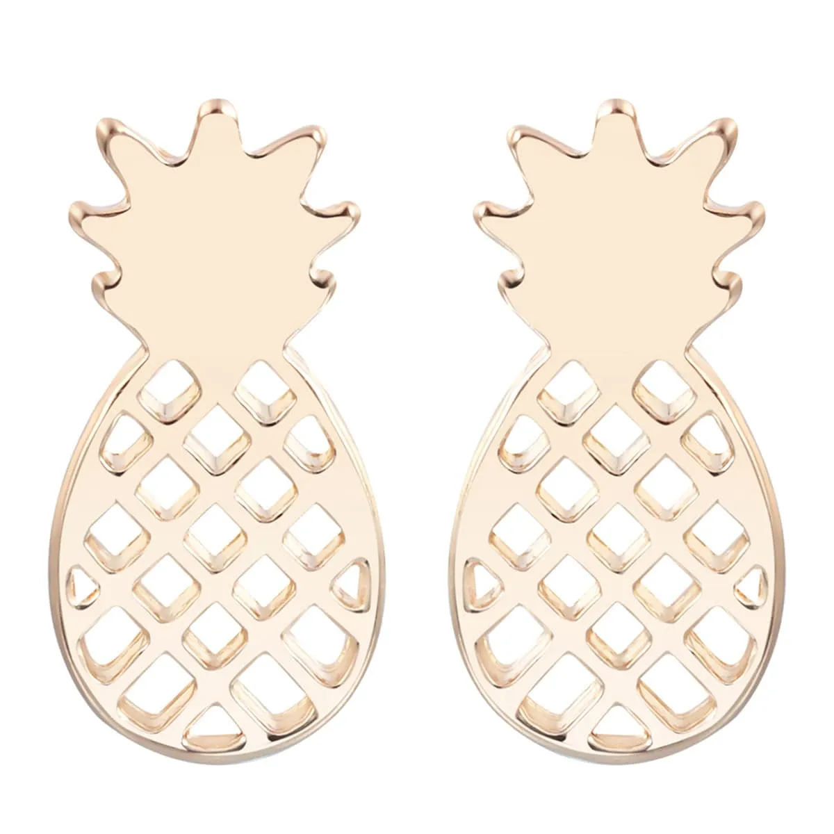 18K Gold-Plated Open Pineapple Stud Earrings