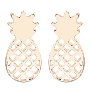 18K Gold-Plated Open Pineapple Stud Earrings
