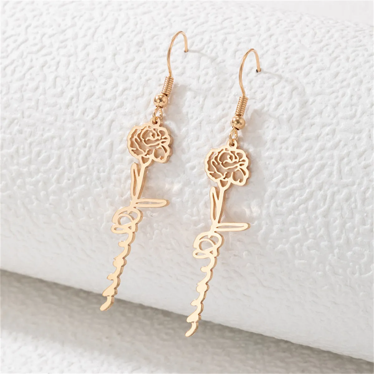 18K Gold-Plated Open Rose Drop Earrings