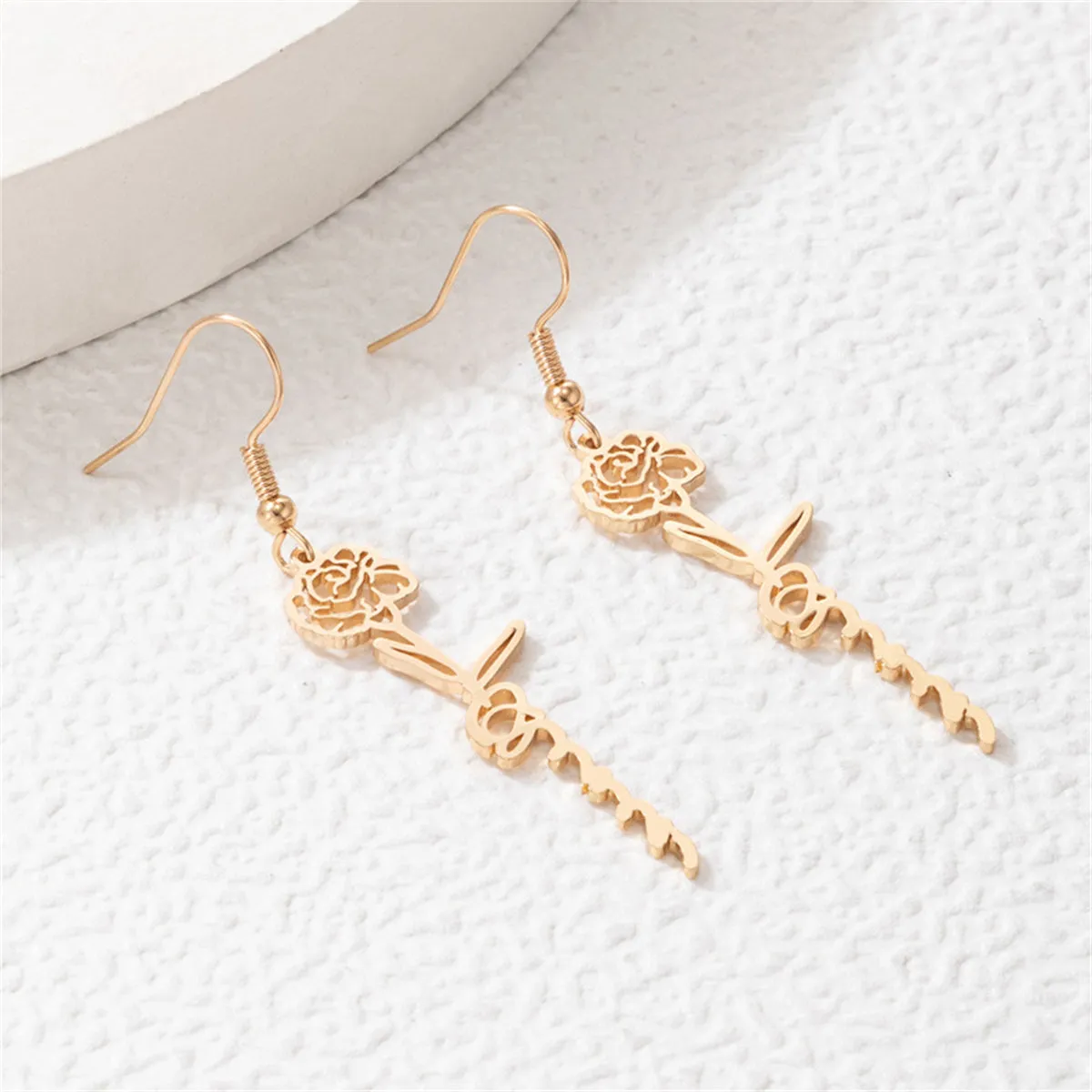 18K Gold-Plated Open Rose Drop Earrings