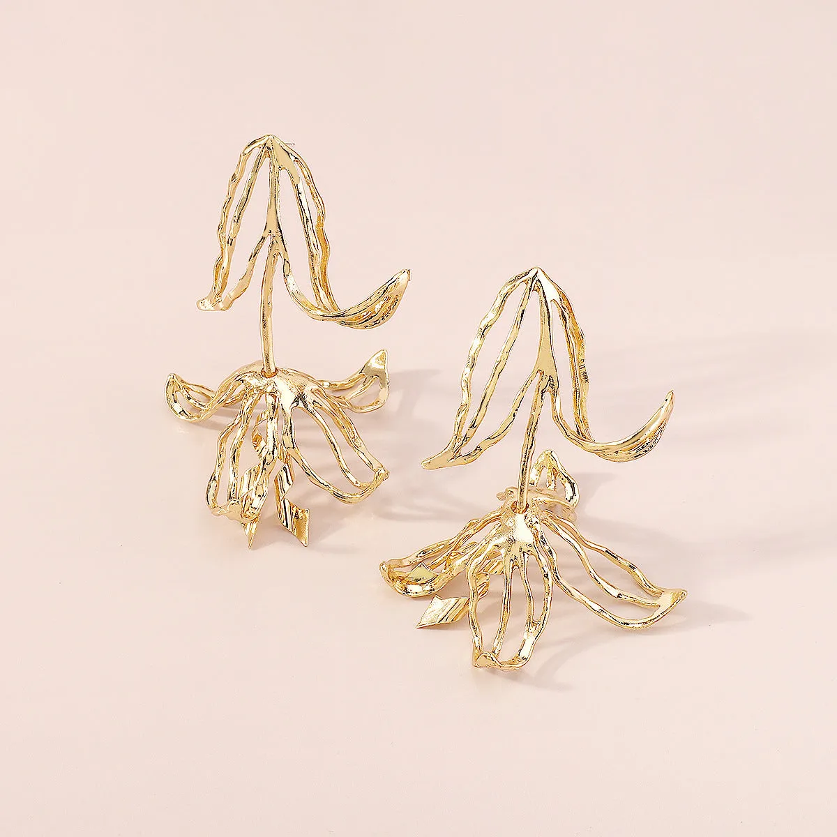 18K Gold-Plated Openwork Tulip Dangle Earrings
