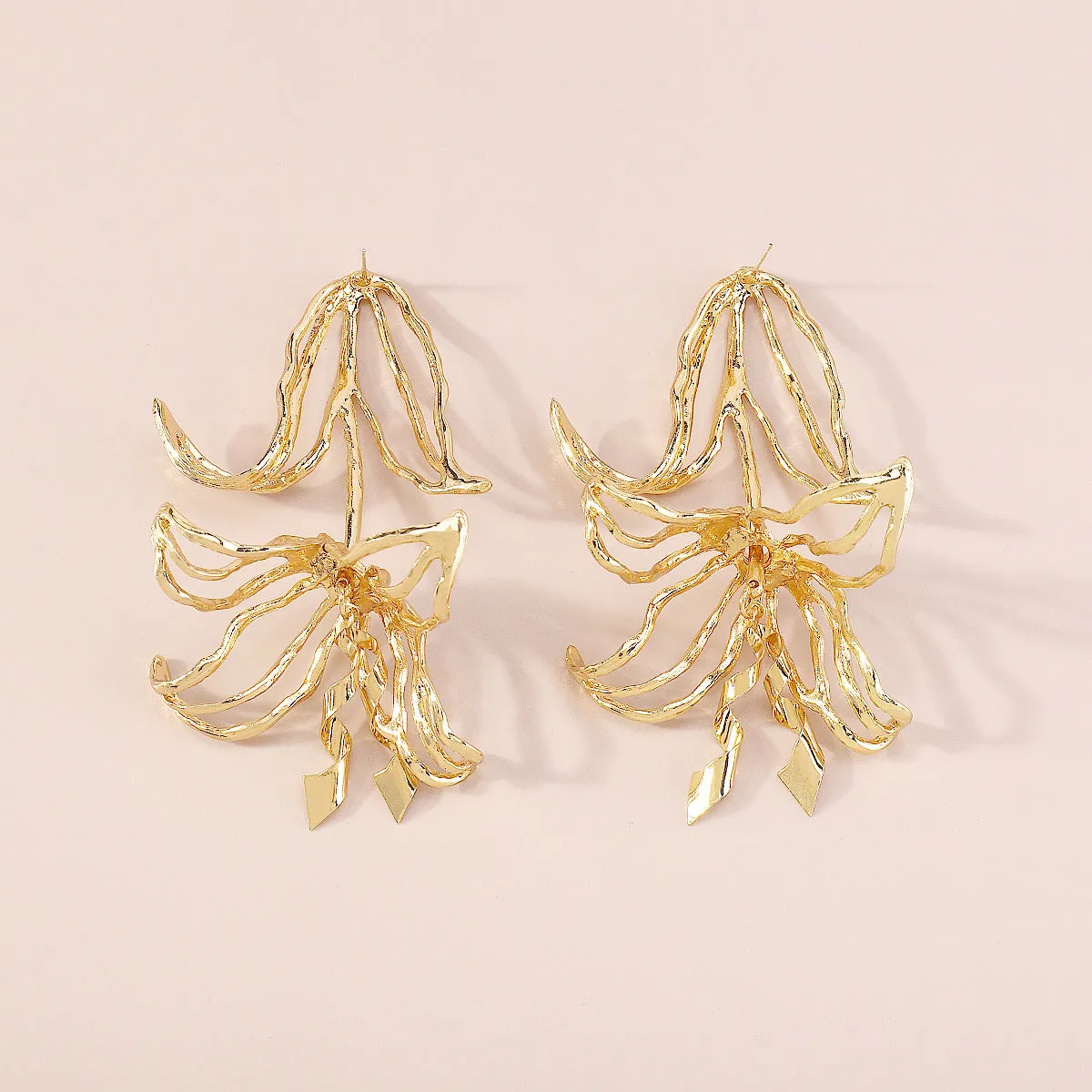 18K Gold-Plated Openwork Tulip Dangle Earrings