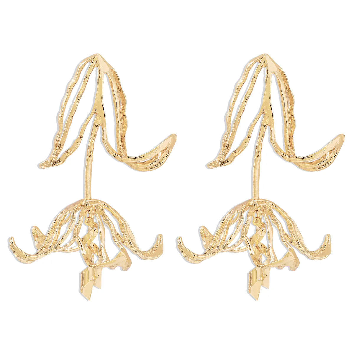 18K Gold-Plated Openwork Tulip Dangle Earrings