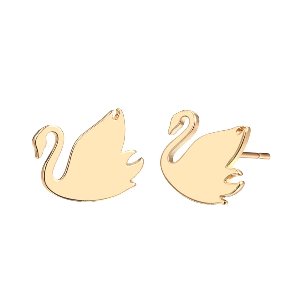 18K Gold-Plated Swan Stud Earrings