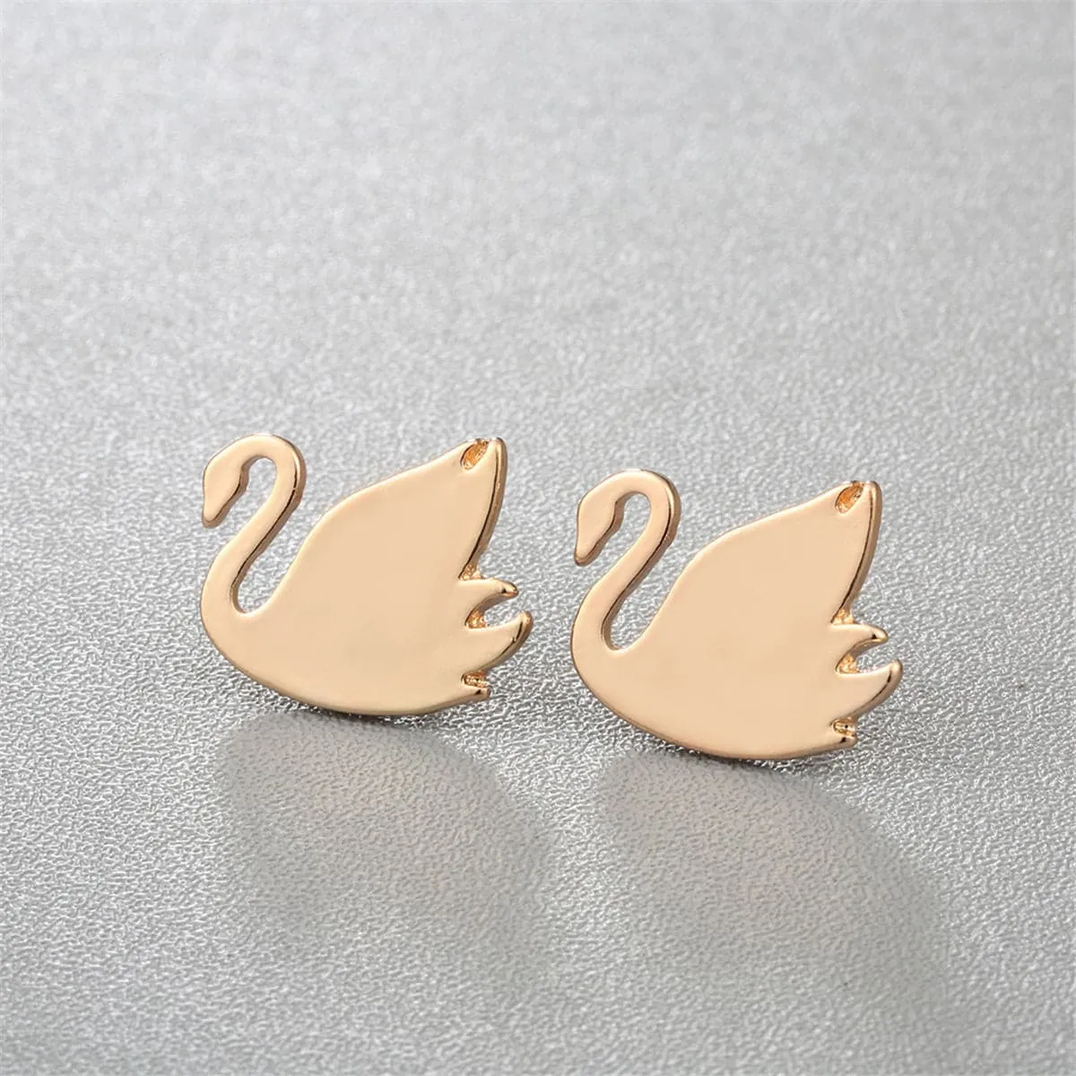 18K Gold-Plated Swan Stud Earrings