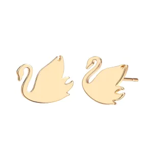 18K Gold-Plated Swan Stud Earrings
