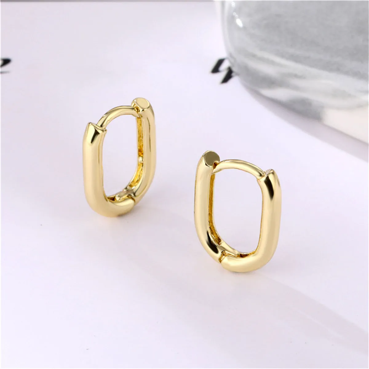 18K Gold-Plated U-Shape Huggie Earrings