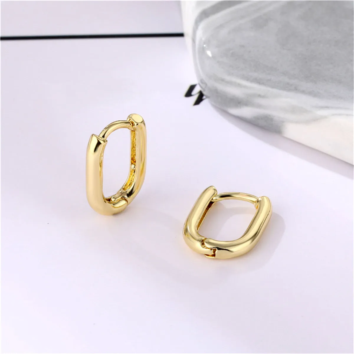 18K Gold-Plated U-Shape Huggie Earrings