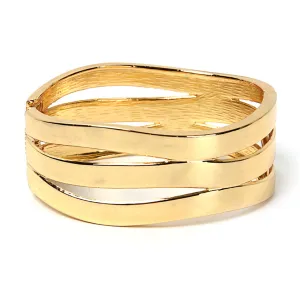 18K Gold-Plated Wave Layered Hinge Bracelet