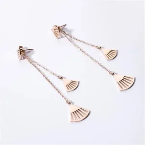 18K Rose Gold-Plated Fan Drop Earrings