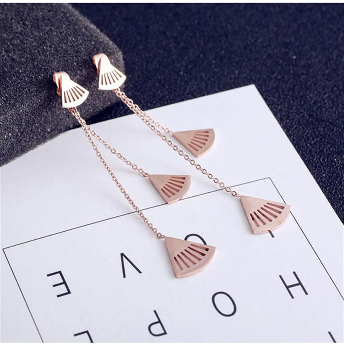 18K Rose Gold-Plated Fan Drop Earrings
