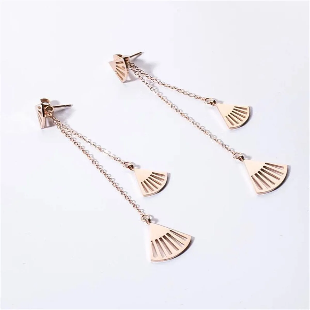 18K Rose Gold-Plated Fan Drop Earrings