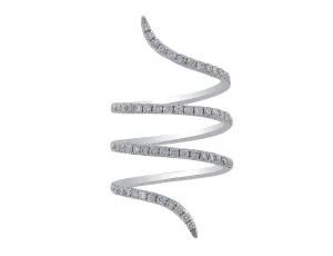 18k White Gold Long Pave Diamond Spiral Ring