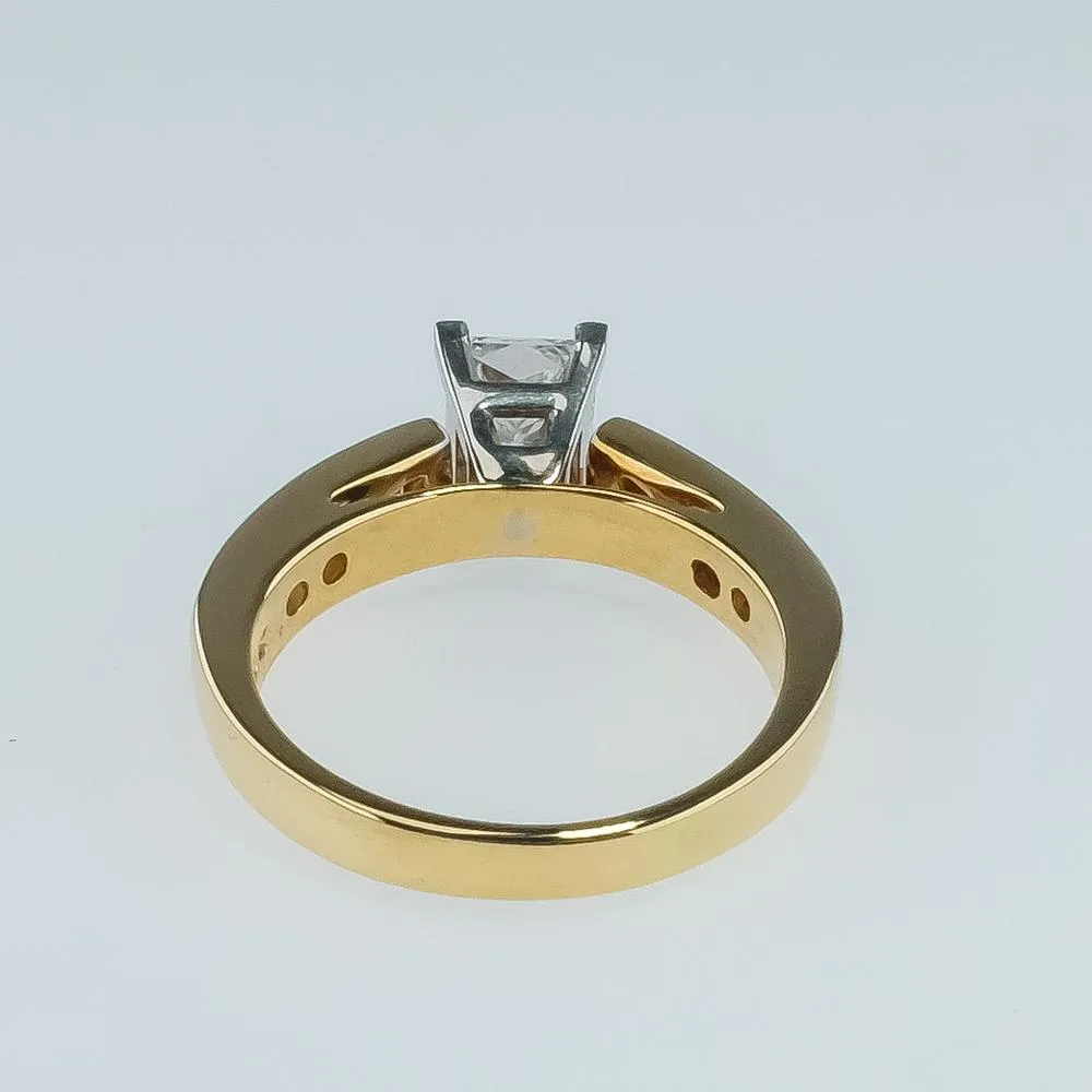 18K Yellow Gold GIA 1.00ct Princess Cut VS2/H Diamond Accented Engagement Ring