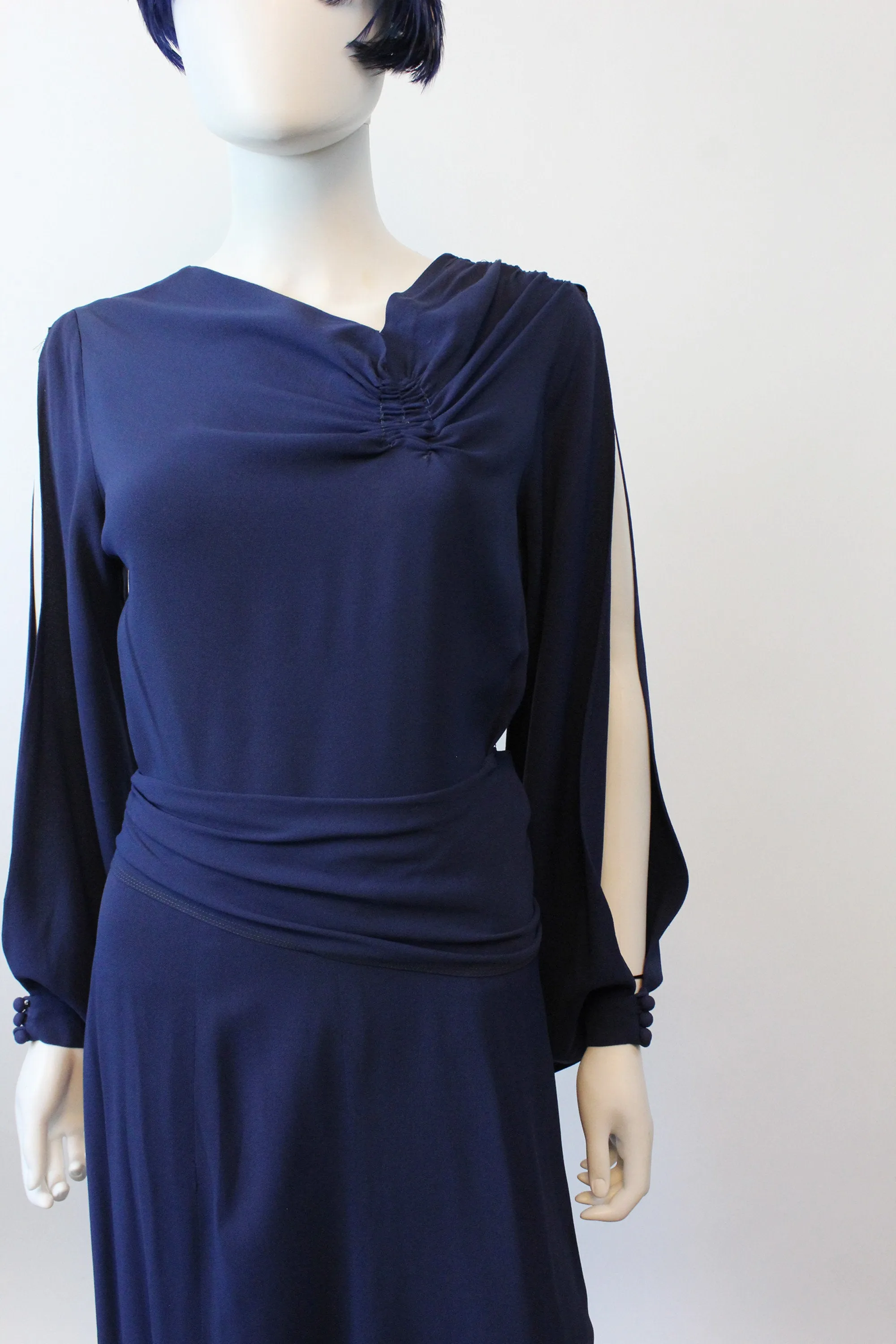 1930s SLIT open sleeves RAYON dress gown medium | new winter