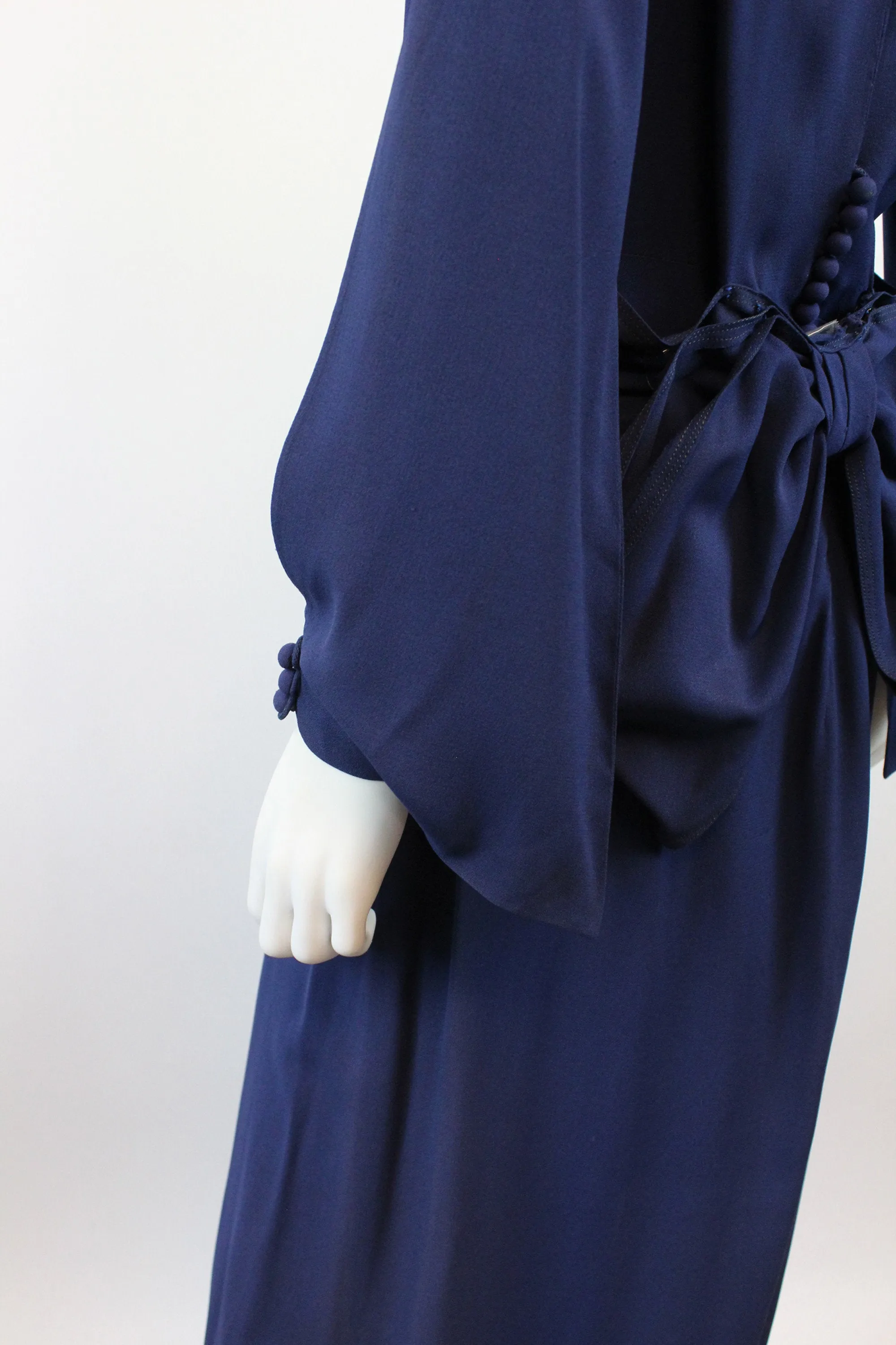 1930s SLIT open sleeves RAYON dress gown medium | new winter