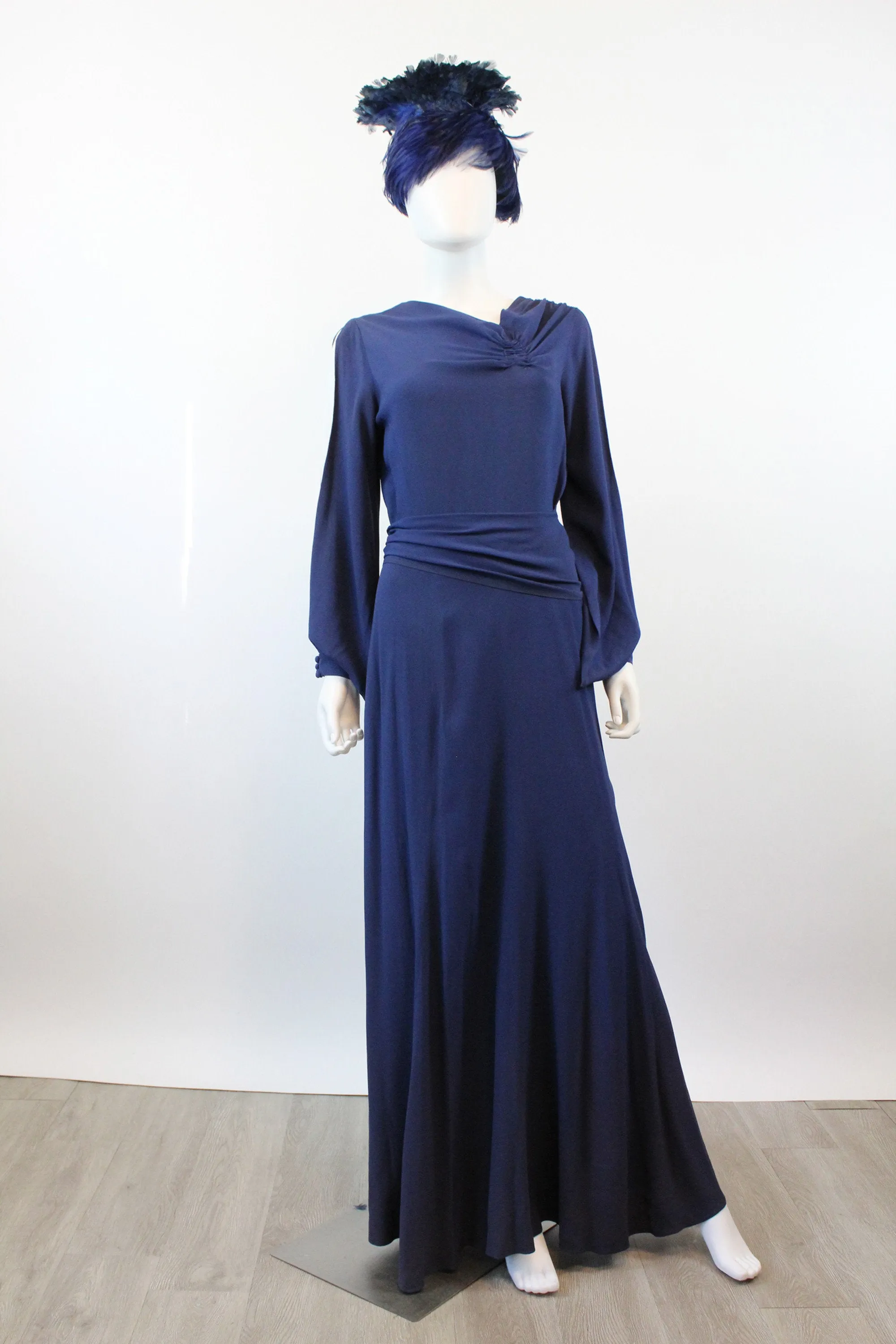 1930s SLIT open sleeves RAYON dress gown medium | new winter