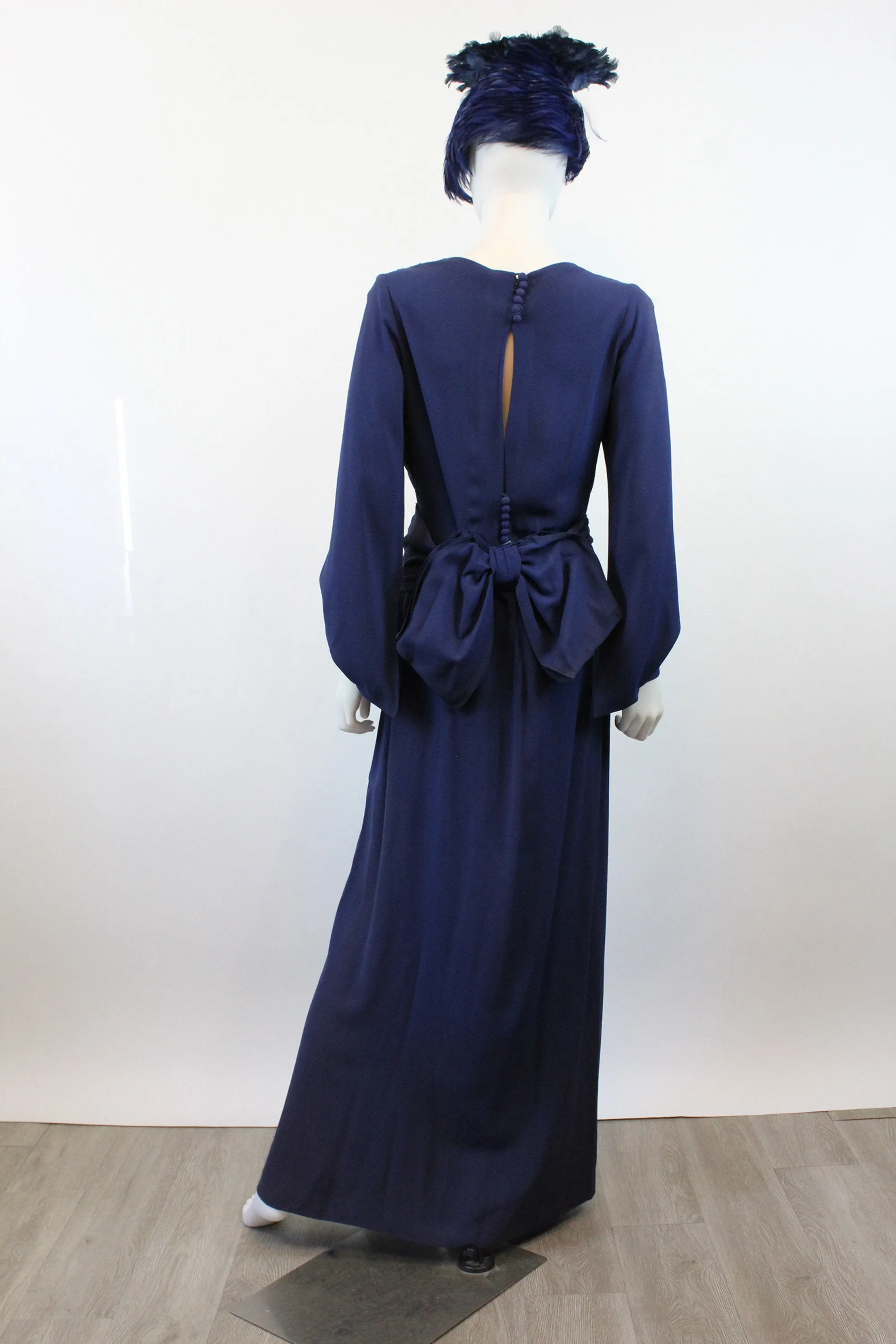 1930s SLIT open sleeves RAYON dress gown medium | new winter
