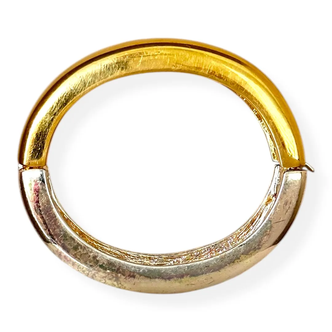 1970's Vintage GIVENCHY Gld & Silver Plated Heavy Bangle Bracelet
