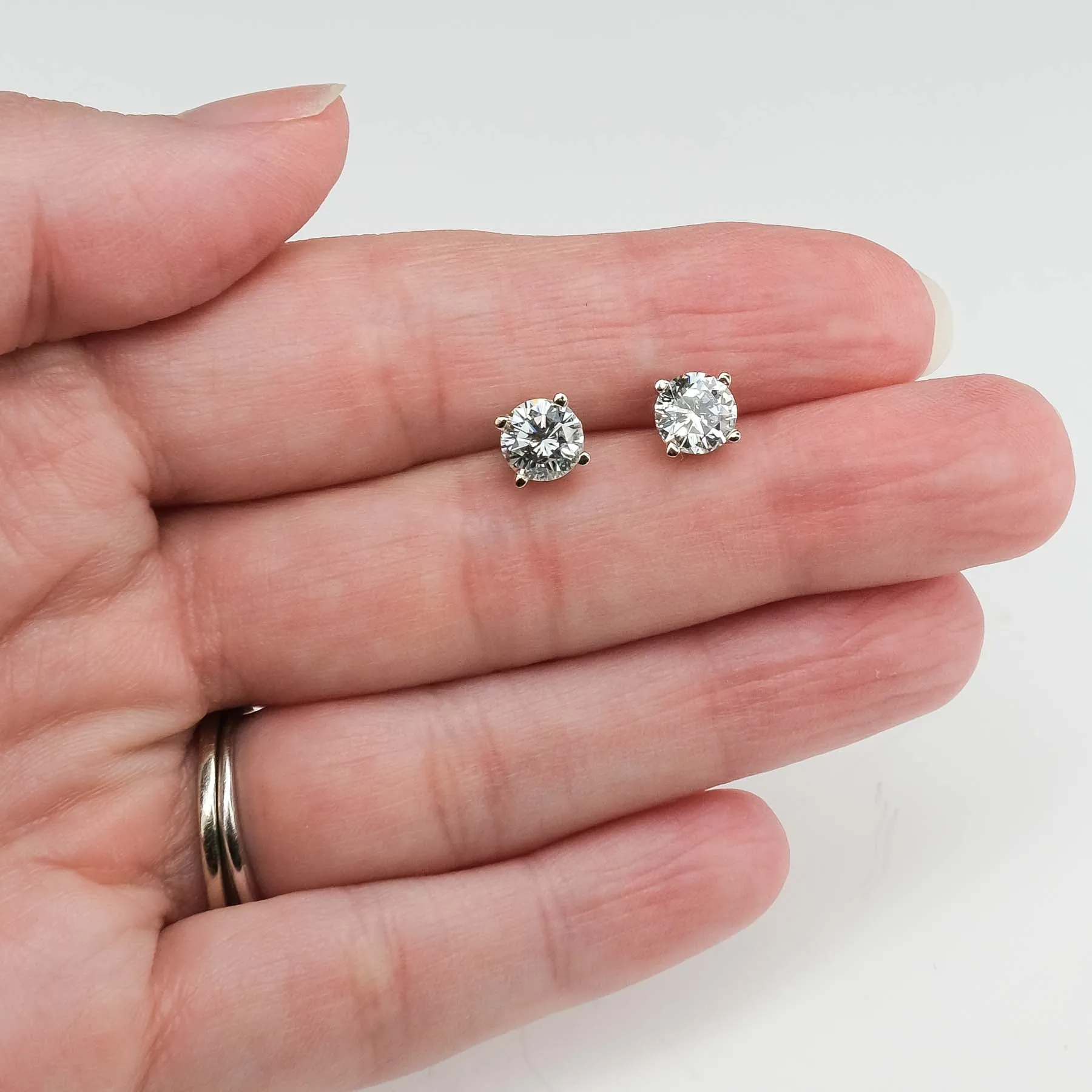2.00ctw Round Diamond Solitaire Stud Earrings in 14K White Gold