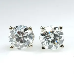 2.00ctw Round Diamond Solitaire Stud Earrings in 14K White Gold