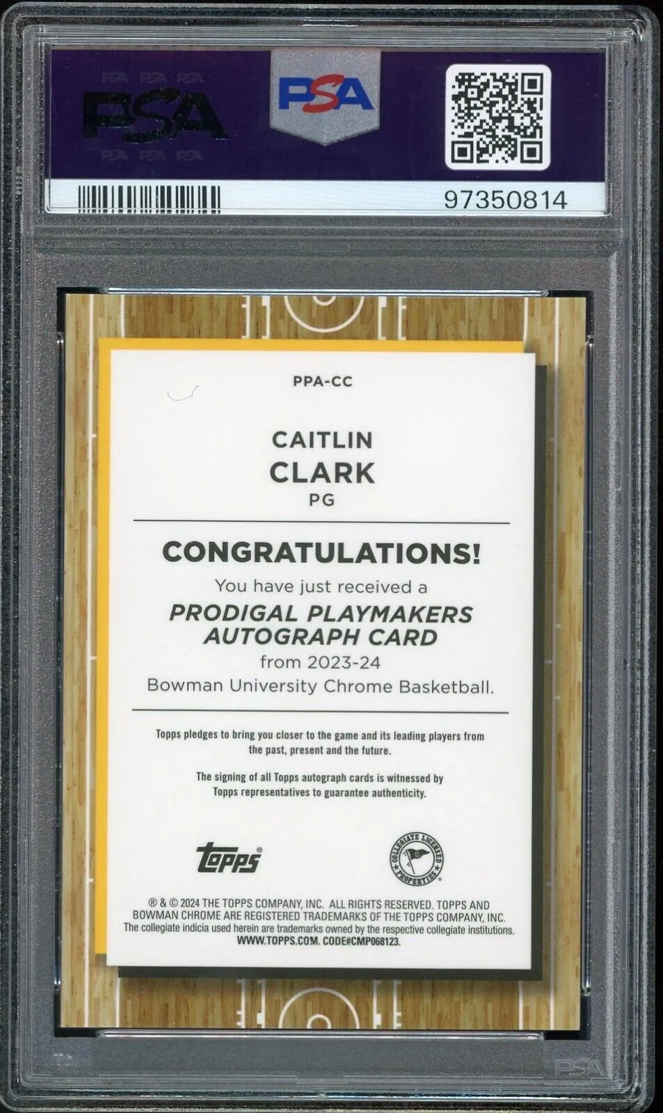 2023 Bowman U Chrome Prodigal Playmakers Iowa Caitlin Clark Auto PSA 10 GEM MINT