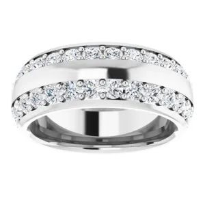 2.16 ct. Round Diamond Eternity Band Wide Double Row Diamond Ring