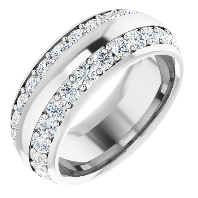 2.16 ct. Round Diamond Eternity Band Wide Double Row Diamond Ring