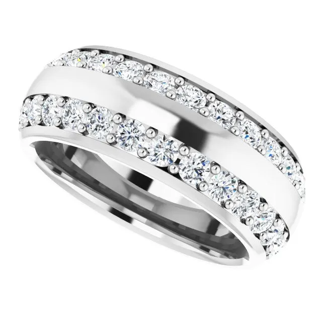 2.16 ct. Round Diamond Eternity Band Wide Double Row Diamond Ring